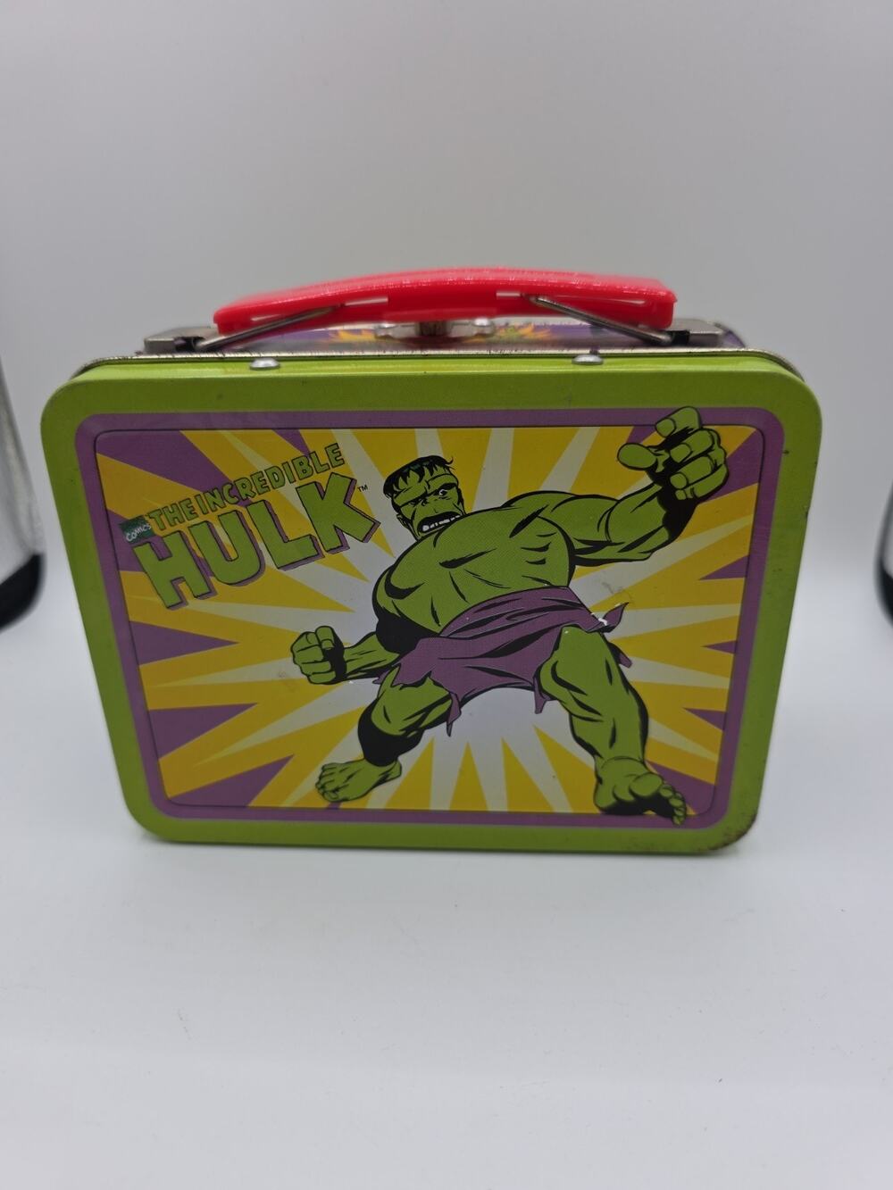 The Incredible Hulk Marvel Comics Mini Lunchbox Tin Box 1998 90's ~5.5" x 4.25"